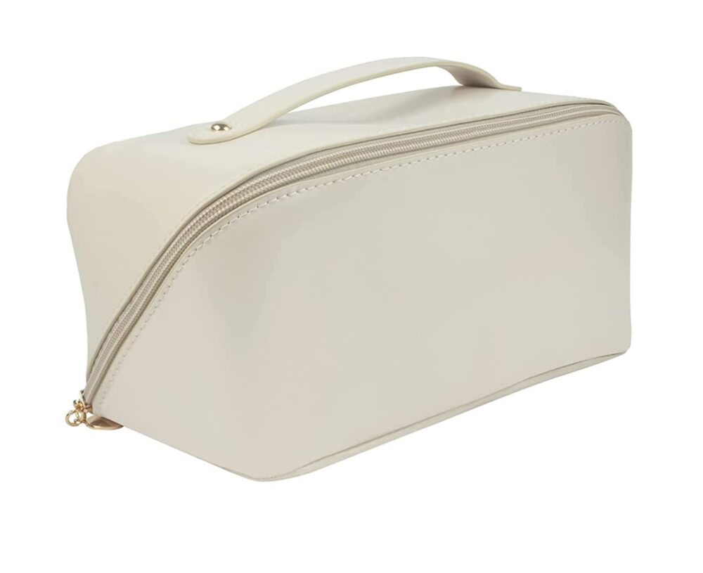 Large Capacity Travel Cosmetic Bag with Compartment Waterproof Leather Makeup Bag - Image 5